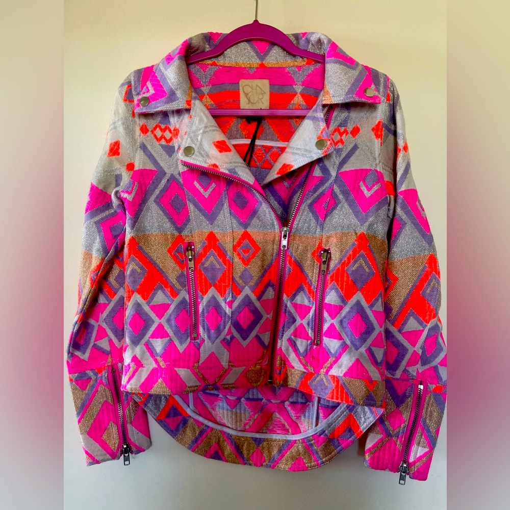 Rare, abstract Moto style jacket.